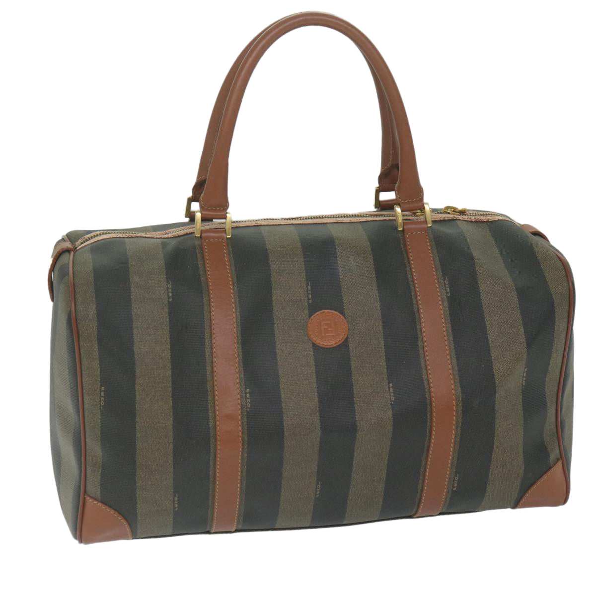Luxury FendiPecan Canvas Boston Bag PVC Brown Khakifm3027