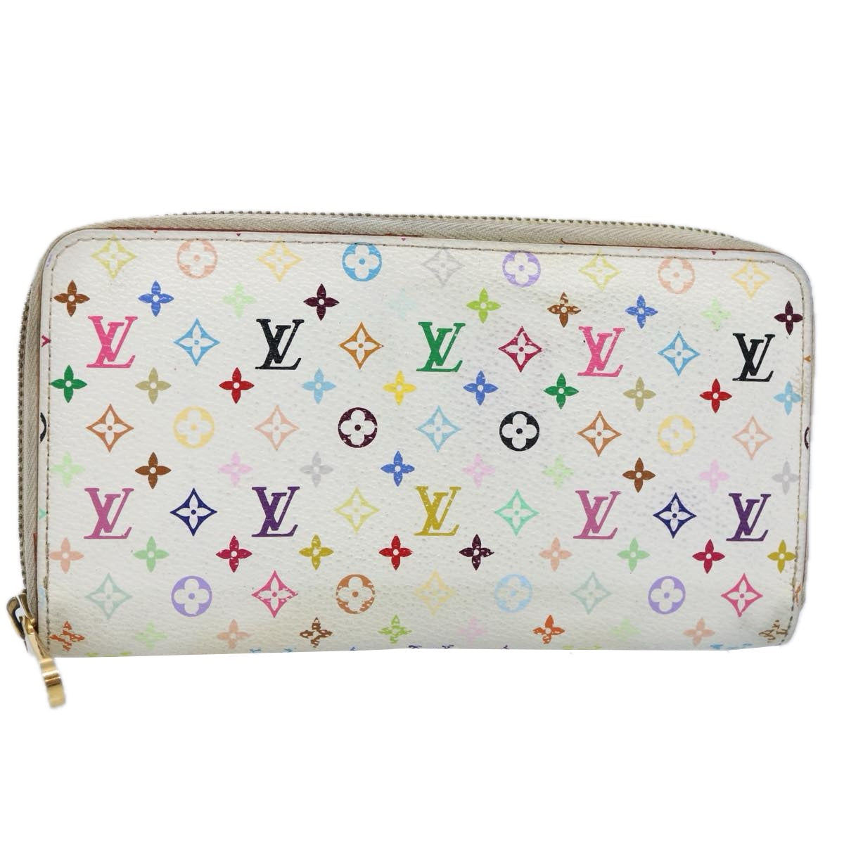 LOUIS VUITTON Monogram Multicolor Zippy Wallet White M60241 LV fm3078