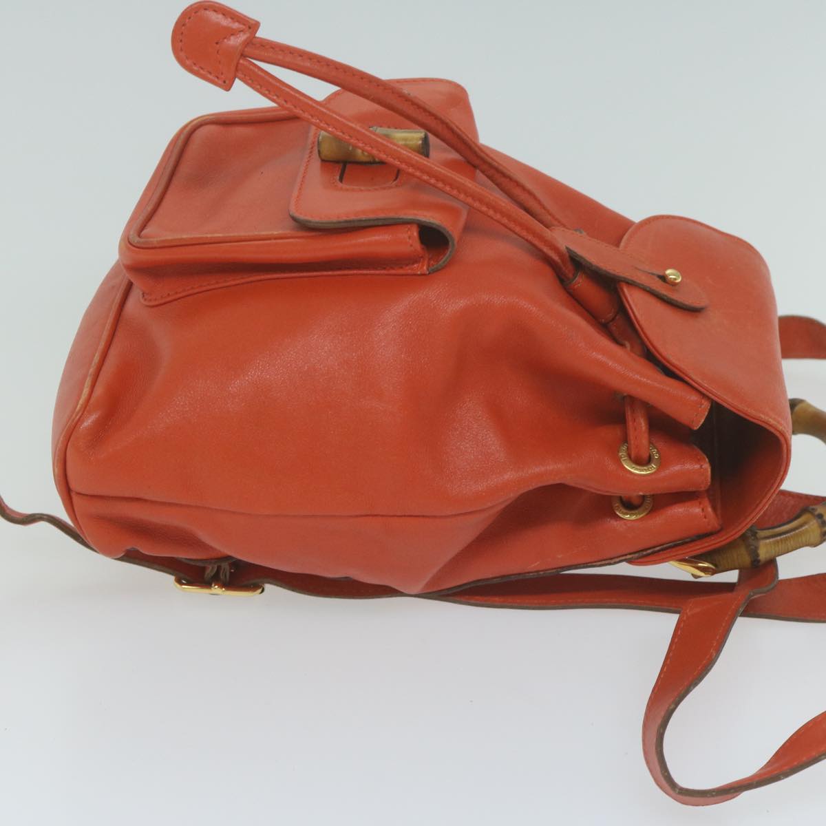 GUCCI Bamboo Backpack Leather Orange 003 2058 0030  fm3138