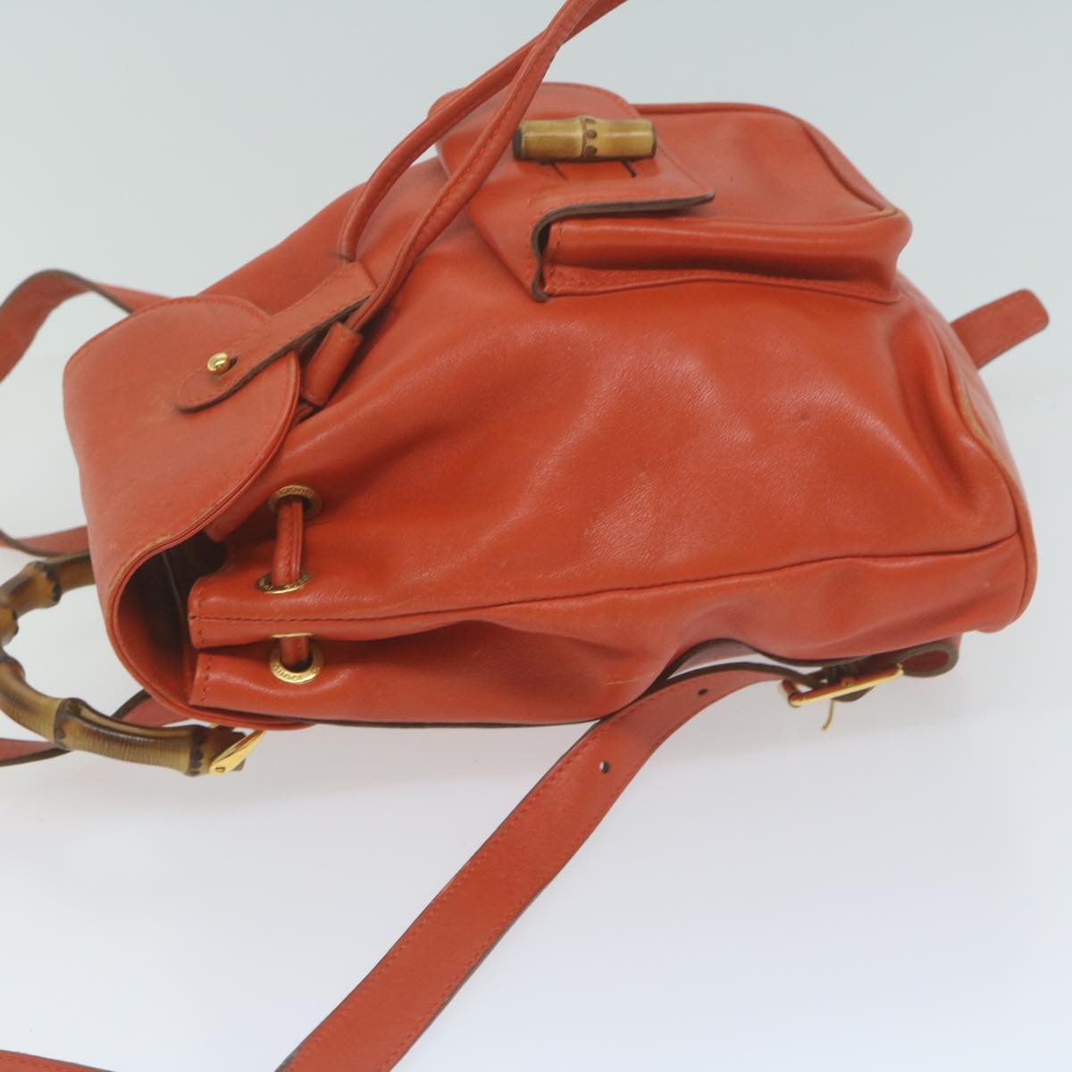 GUCCI Bamboo Backpack Leather Orange 003 2058 0030  fm3138
