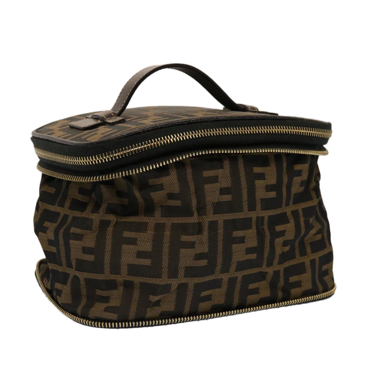 Luxury FendiZucca Canvas Vanity Pouch Brown Blackfm3154