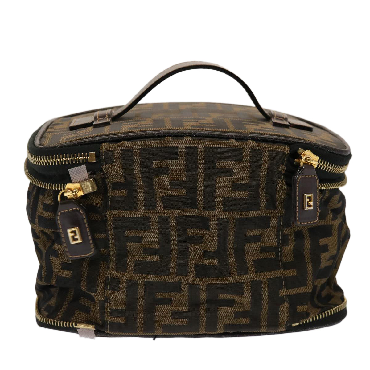 Luxury FendiZucca Canvas Vanity Pouch Brown Blackfm3154