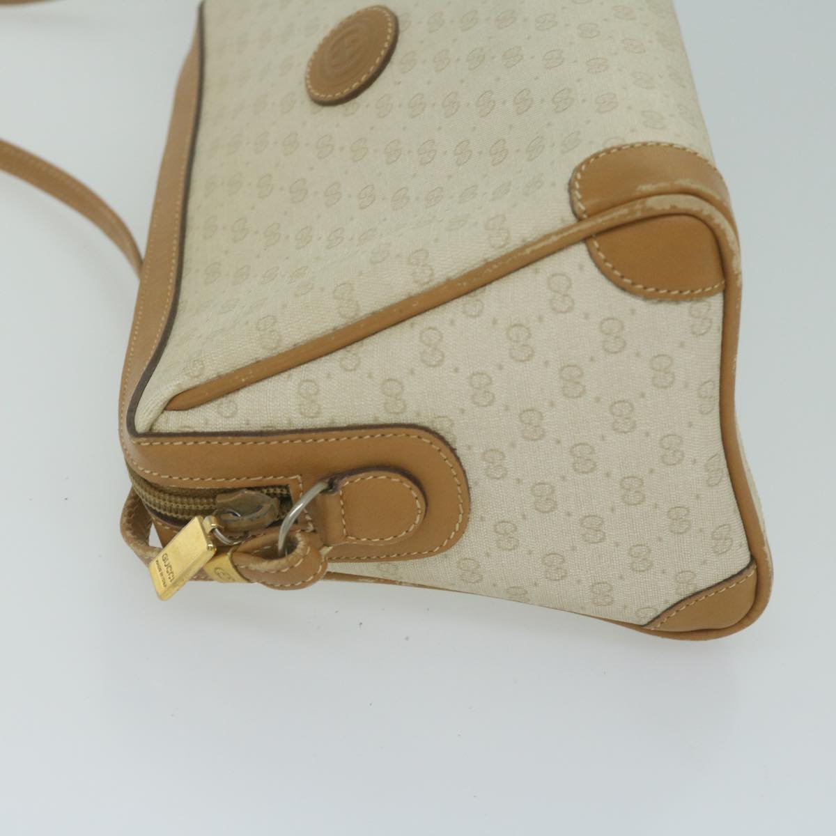 GUCCI Micro GG Canvas Shoulder Bag PVC Beige  fm3171