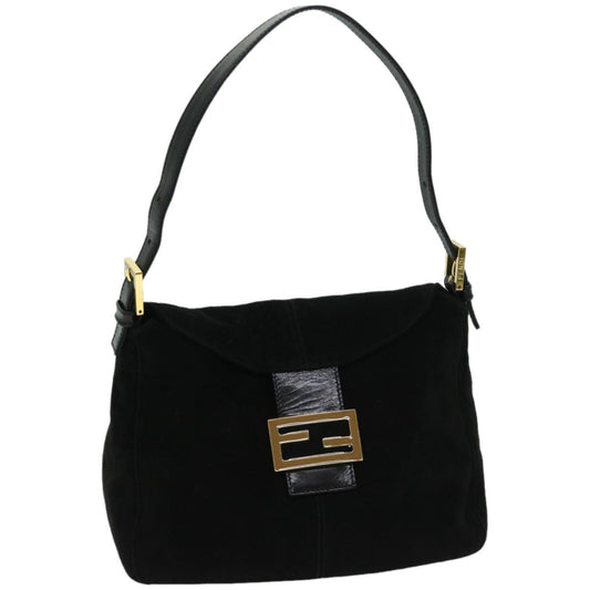 Luxury FendiMamma Baguette Shoulder Bag Suede Blackfm3241