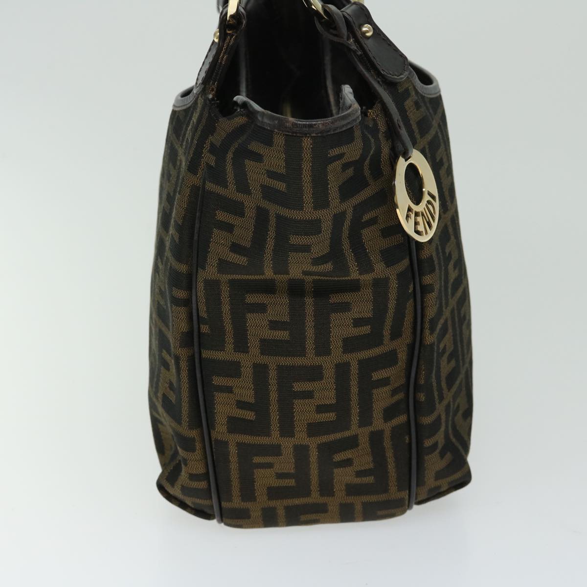 Luxury FendiZucca Canvas Shoulder Bag Black Brownfm3246