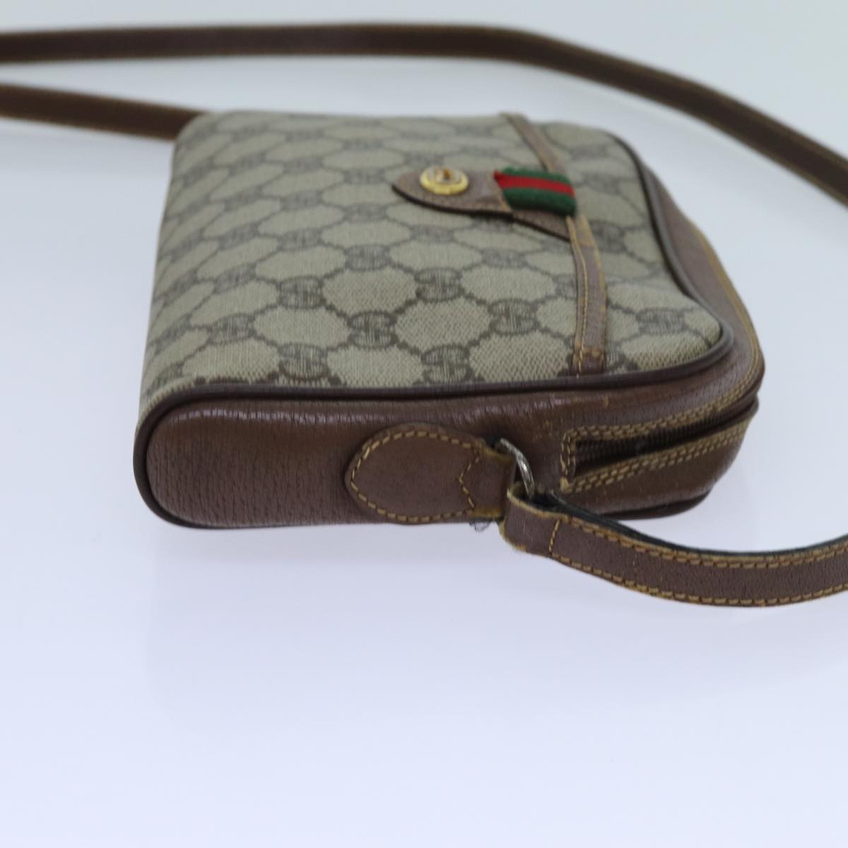Luxury Gucci Trending 2025 GG Supreme Web Sherry Line Shoulder Bag PVC Beige 116 02 089  fm3328