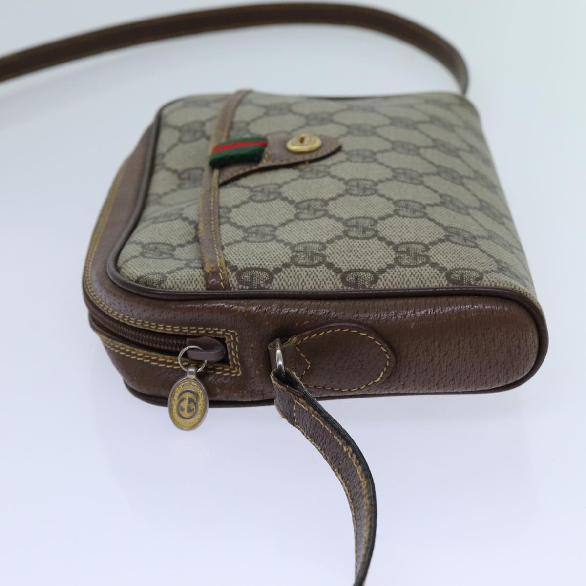 Luxury Gucci Trending 2025 GG Supreme Web Sherry Line Shoulder Bag PVC Beige 116 02 089  fm3328