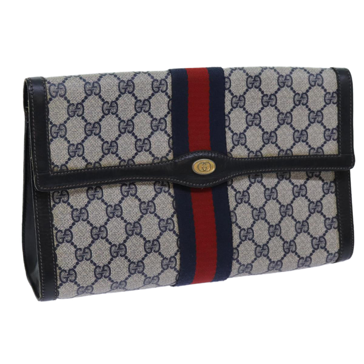 Luxury Gucci Trending 2025 GG Supreme Sherry Line Clutch Bag PVC Red Navy 67 014 3087  fm3329