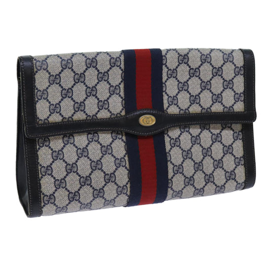 Luxury Gucci Trending 2025 GG Supreme Sherry Line Clutch Bag PVC Red Navy 67 014 3087  fm3329