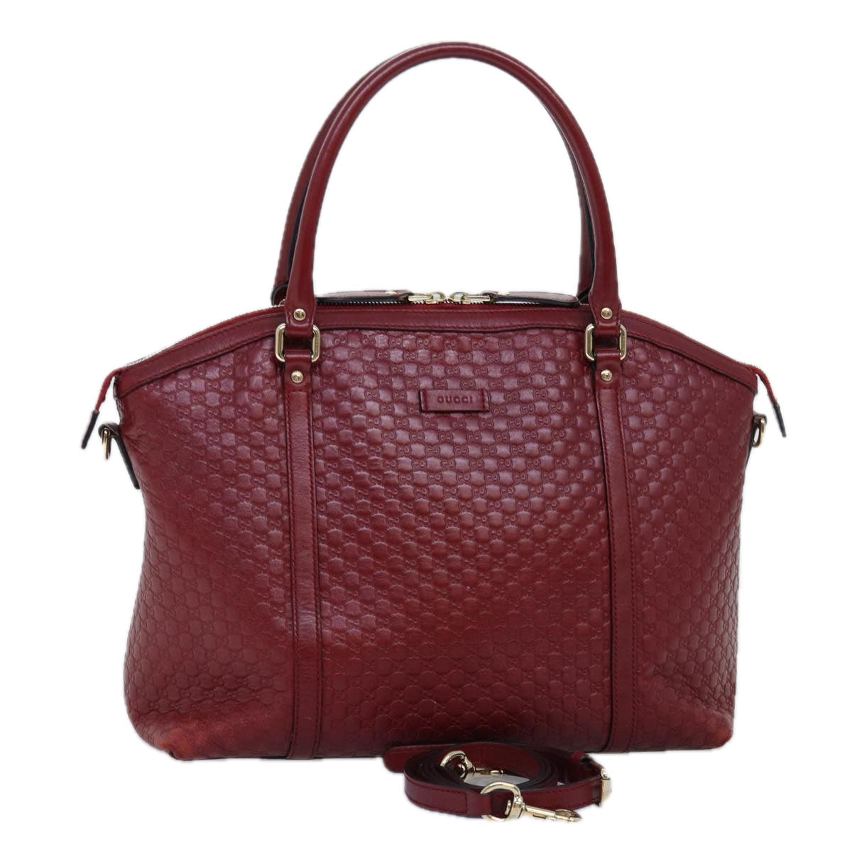 Luxury Gucci Trending 2025 Micro GG Canvas Luxury Gucci Trending 2025ssima Hand Bag Leather 2way Red 449657  fm3413