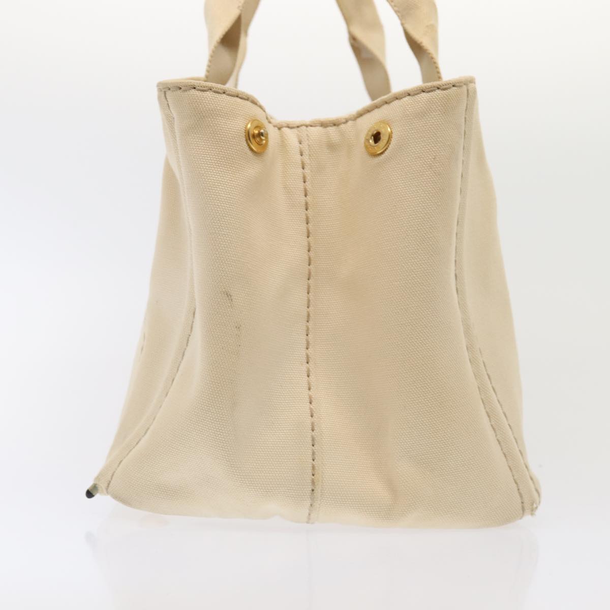 Luxury Prada Canapa MM Hand Bag Canvas White Gold  fm3744