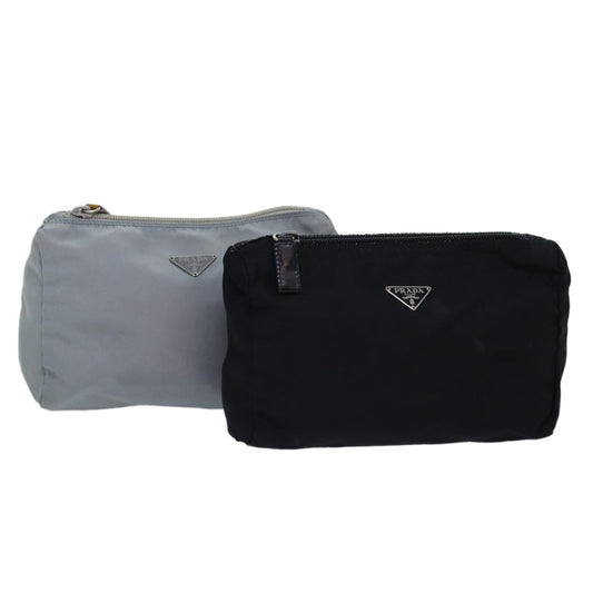 Luxury Prada Pouch Nylon 2Set Black Light Blue  fm3747