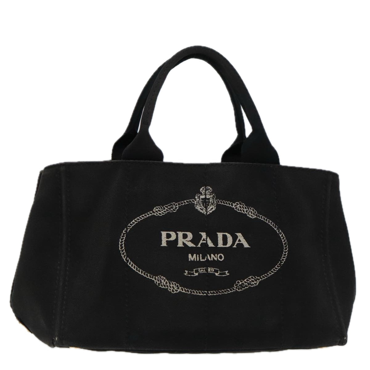 Luxury Prada Canapa MM Hand Bag Canvas Gold Black  fm3805