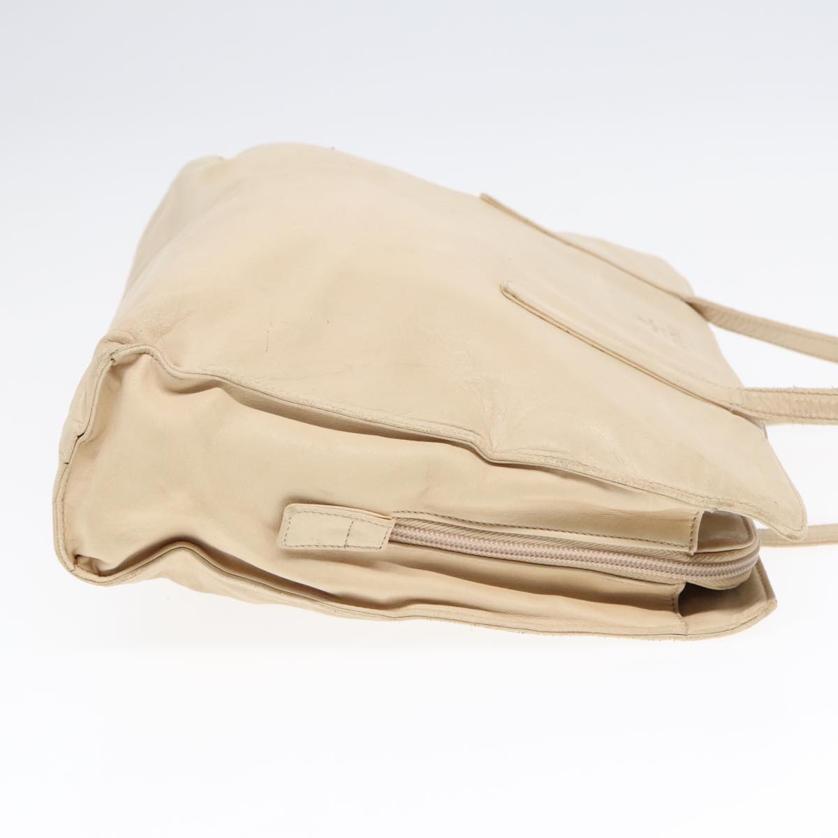 Luxury Prada Shoulder Bag Leather Beige Silver  fm3813