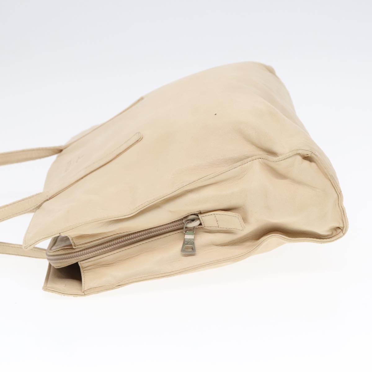 Luxury Prada Shoulder Bag Leather Beige Silver  fm3813