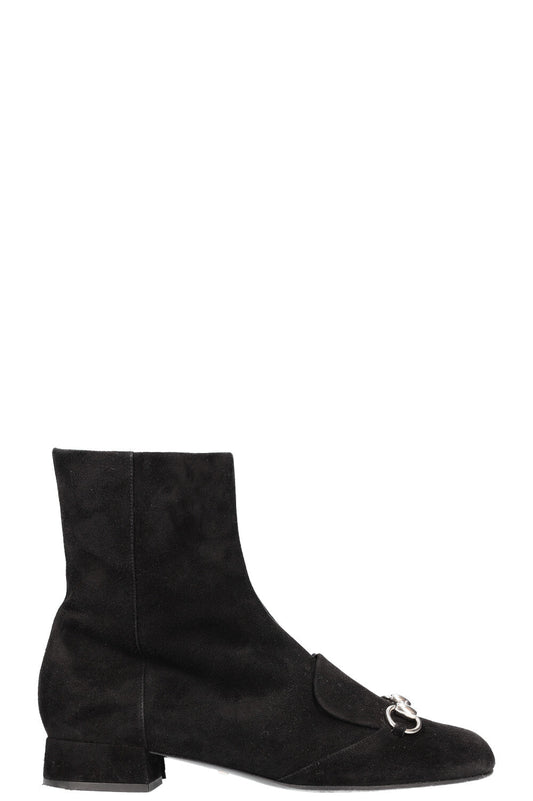Luxury Gucci Trending 2025 Horsbit Ankle Boots Suede Black