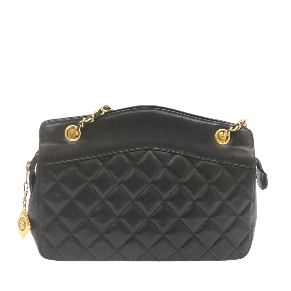 Luxury Chanel Lamb Skin Matelasse Chain Shoulder Bag Black CC  am1201gA