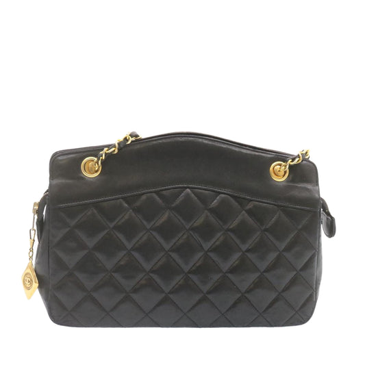 Luxury Chanel Lamb Skin Matelasse Chain Shoulder Bag Black CC  am1201gA