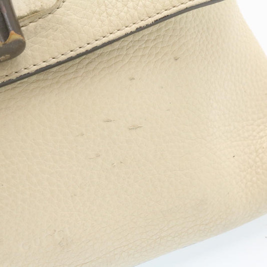 Luxury Gucci Bamboo Turn Lock 2Way Hand Bag White Auth am1235g