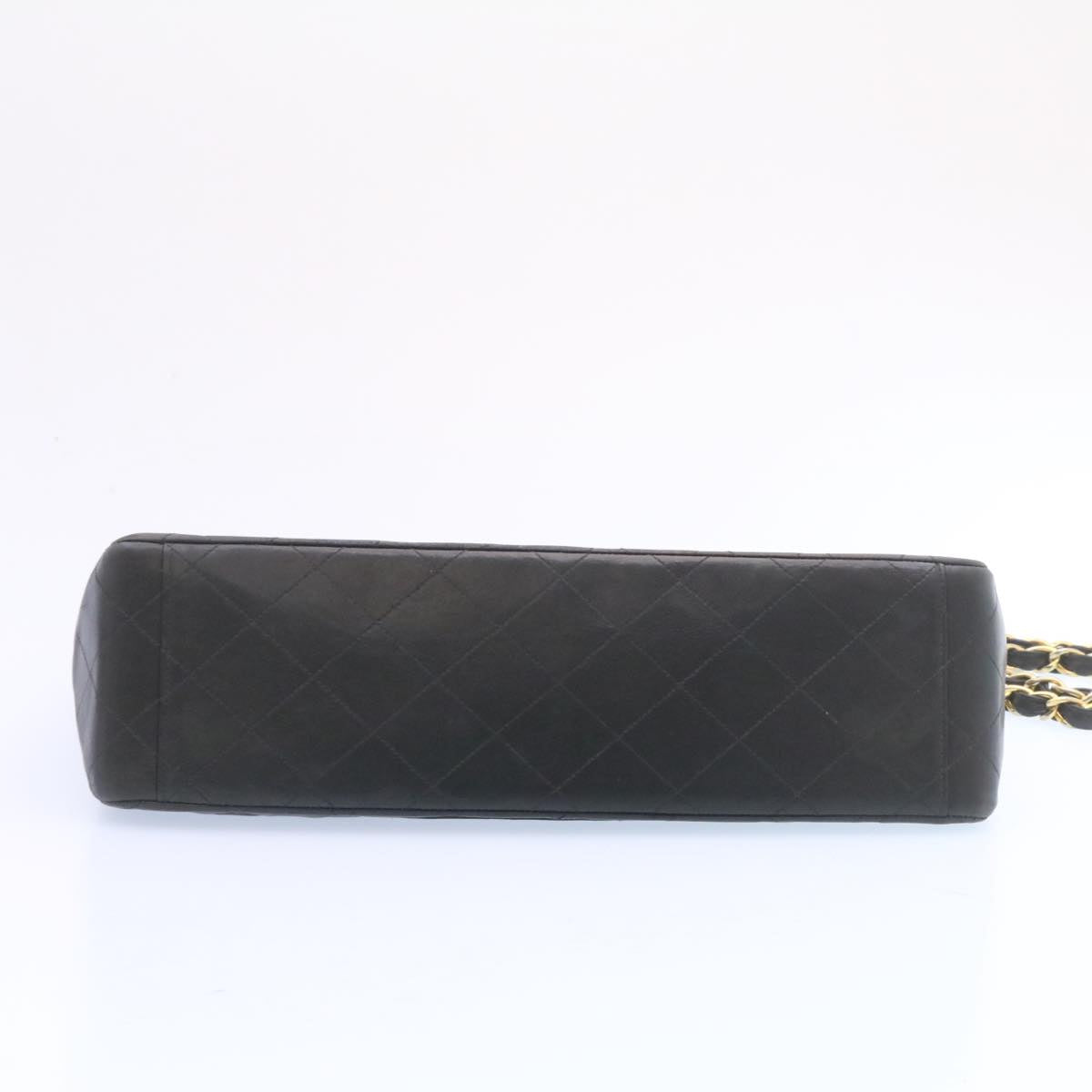 CHANEL Big Matelasse Flap Chain Shoulder Bag Lamb Skin Black Gold  am1276gA