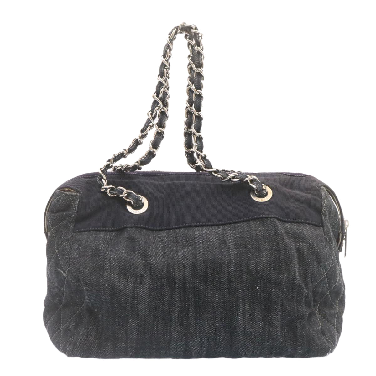 Luxury Chanel Denim Matelasse Chain Shoulder Bag Navy CC  am1468gA