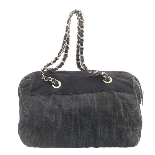 Luxury Chanel Denim Matelasse Chain Shoulder Bag Navy CC  am1468gA