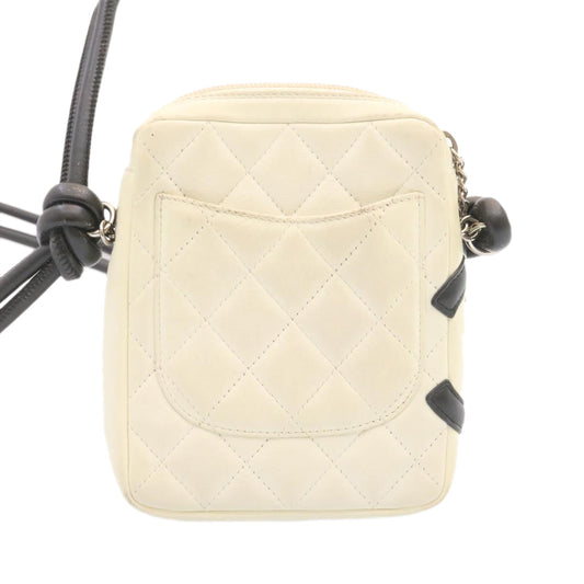 Luxury Chanel Cambon Line Shoulder Bag Leather White Black CC  am1647gA