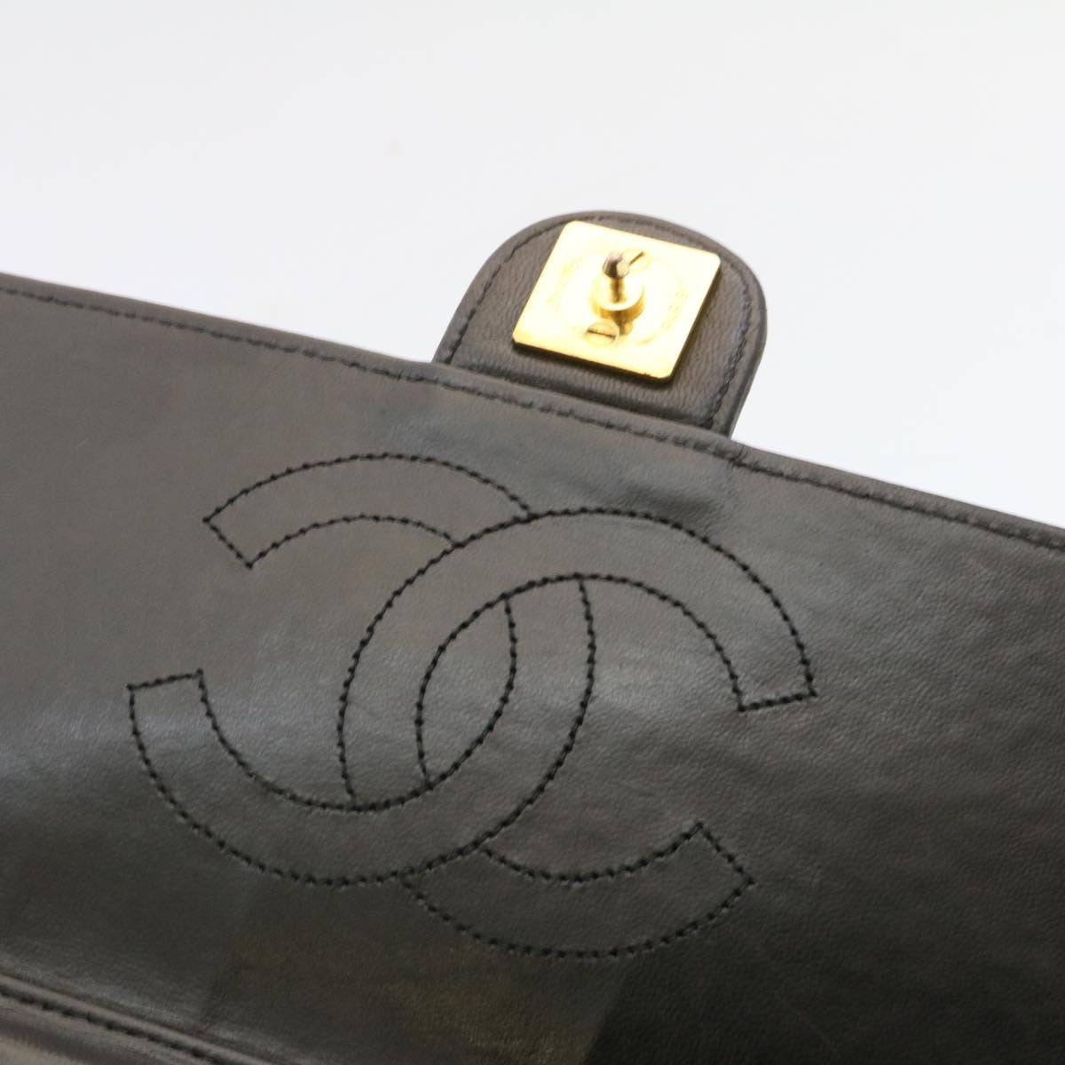 CHANEL Matelasse Chain Flap Shoulder Bag Lamb Skin Black Gold CC  am1708gA