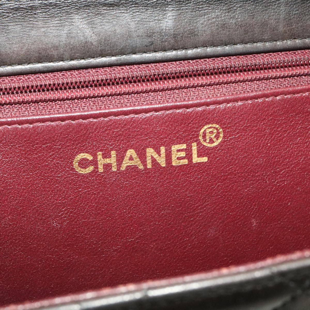 CHANEL Matelasse Chain Flap Shoulder Bag Lamb Skin Black Gold CC  am1708gA