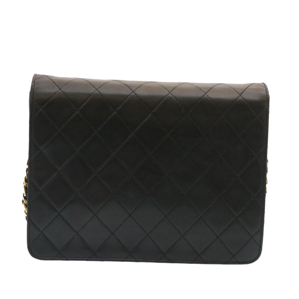 CHANEL Matelasse Chain Flap Shoulder Bag Lamb Skin Black Gold CC  am1708gA