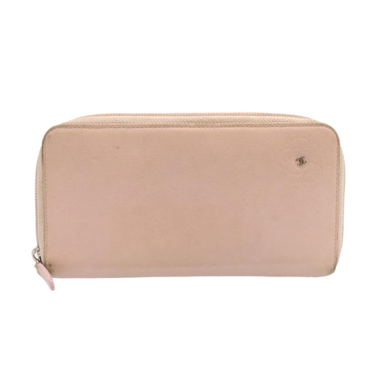 Luxury Chanel Camelia Zip Around Wallet Leather Pink CC  am1797g