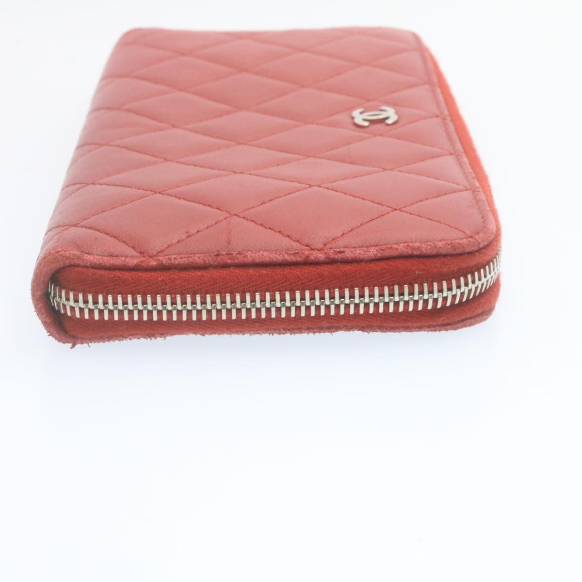 Luxury Chanel Matelasse Wallet Lamb Skin Red CC  am2154g