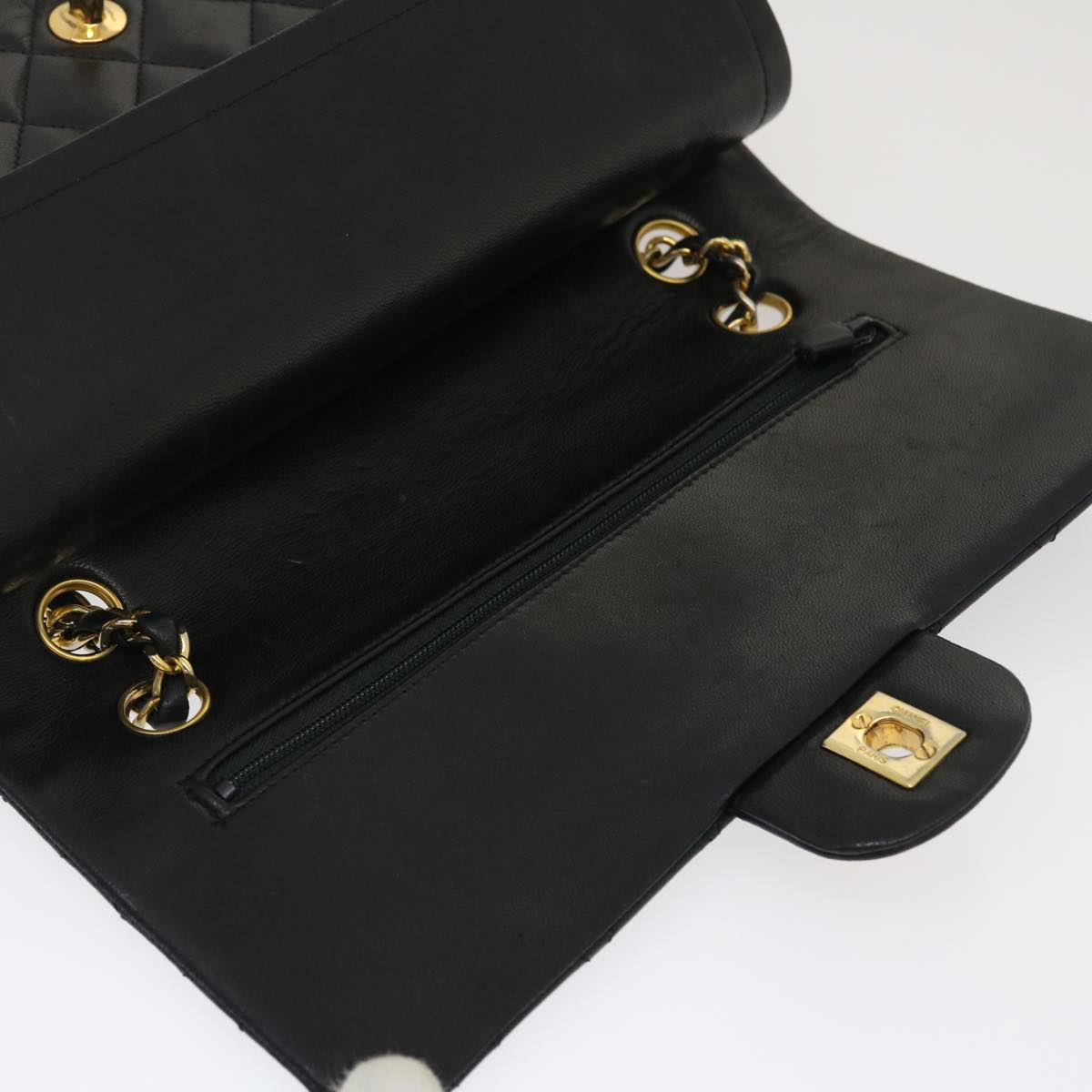 CHANEL Classic Matelasse 25 Chain Flap Shoulder Bag Lamb Skin Black am2364gA