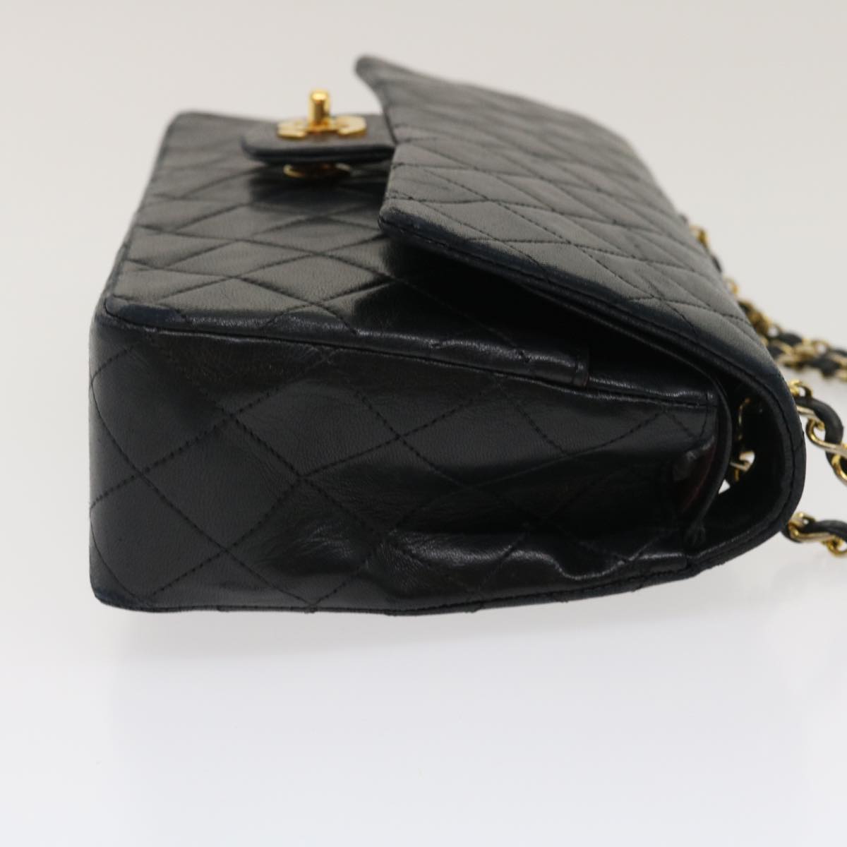 CHANEL Classic Matelasse 25 Chain Flap Shoulder Bag Lamb Skin Black am2364gA