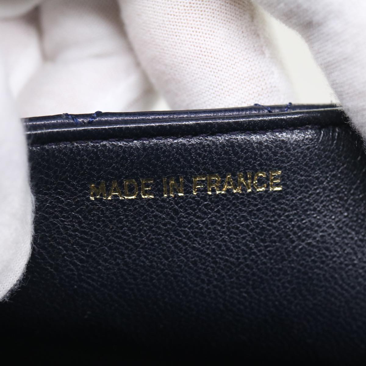 CHANEL Matelasse Chain Flap Shoulder Bag Lamb Skin Navy Gold CC  am2602gA