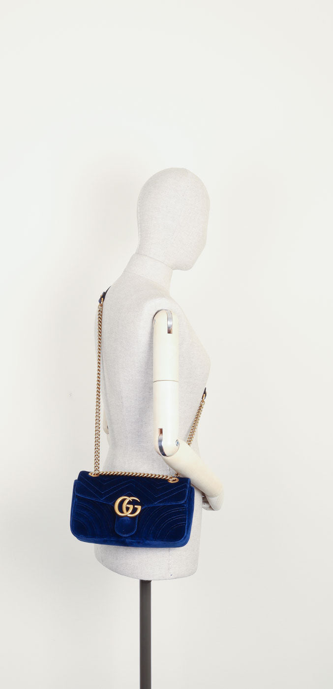 Luxury Gucci Trending 2025 Marmont Bag Velvet Blue