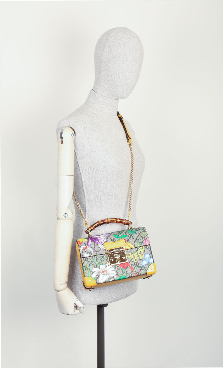 Luxury Gucci Trending 2025 Padlock Bamboo Bag Flora GG