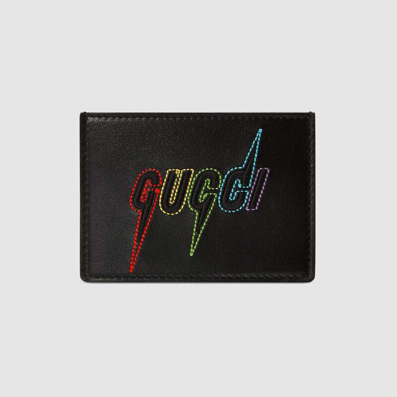 Luxury Gucci Trending 2025 Blade Embroidered Card Case in Black