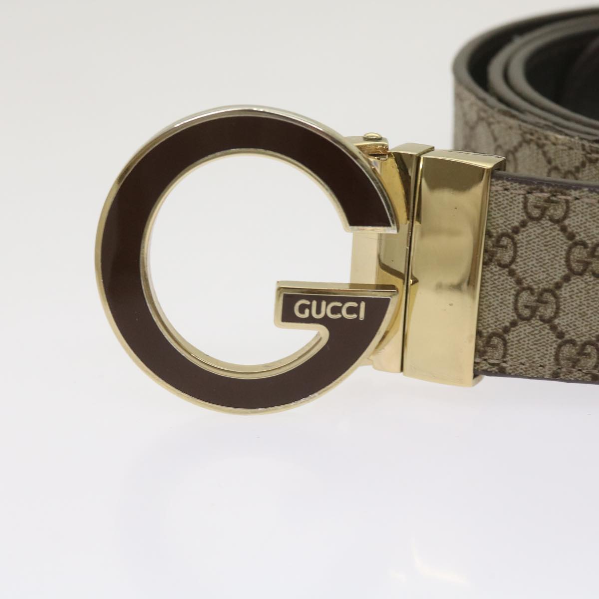 GUCCI GG Supreme Belt PVC 45.7"" Beige 121295  hk1104