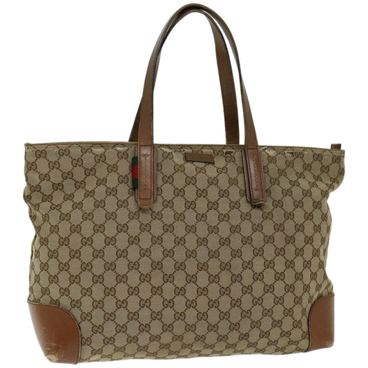 GUCCI GG Canvas Web Sherry Line Tote Bag Beige Red Green 308928  hk1105