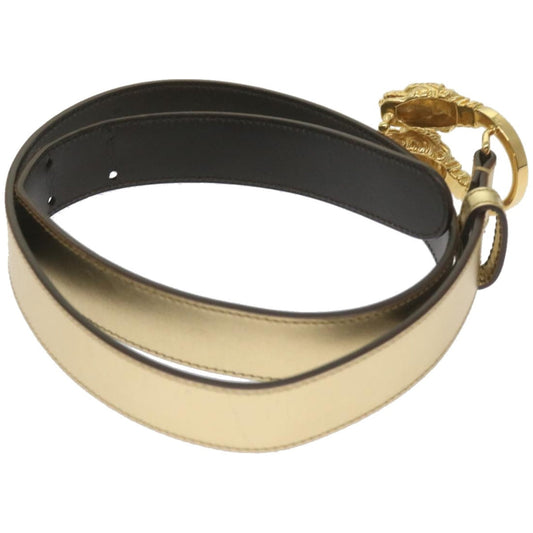 GUCCI Belt Leather 32.3"" Gold Tone 70 28 037 1766 1424  hk1107