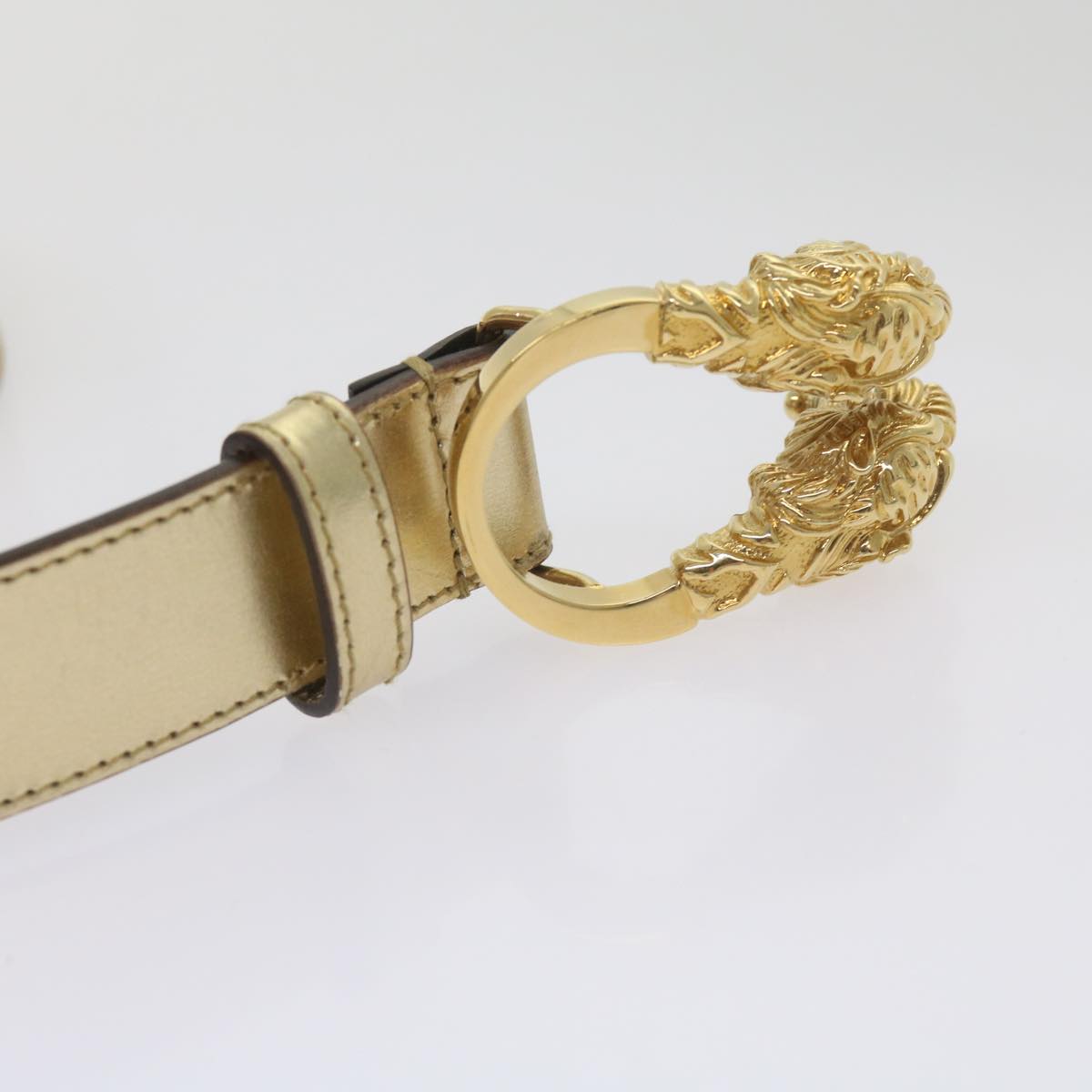 GUCCI Belt Leather 32.3"" Gold Tone 70 28 037 1766 1424  hk1107