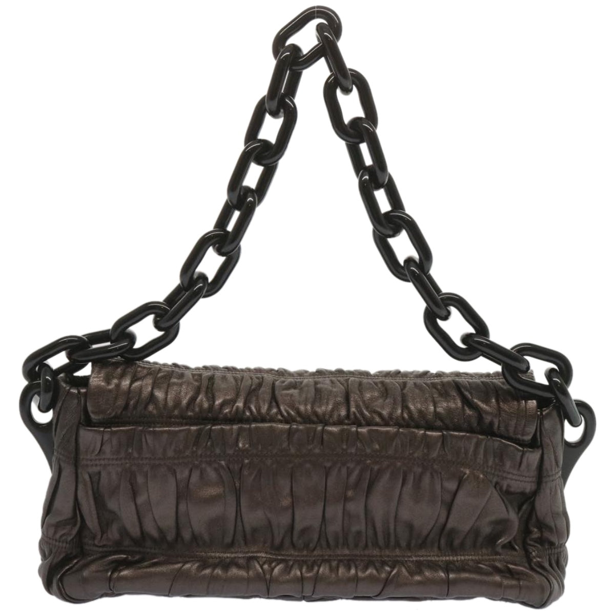 Luxury PradaChain Shoulder Bag Leather Gunmetal hk1132