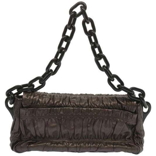Luxury PradaChain Shoulder Bag Leather Gunmetal hk1132