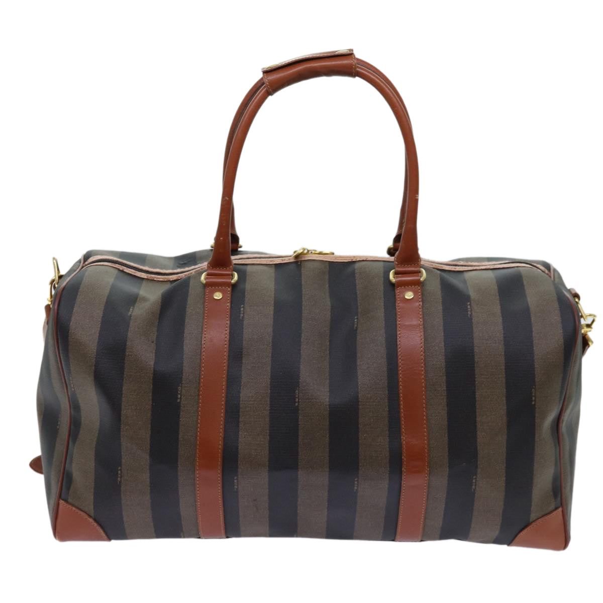 Luxury FendiPecan Canvas Boston Bag Coated Canvas 2way Brown Khakihk1140
