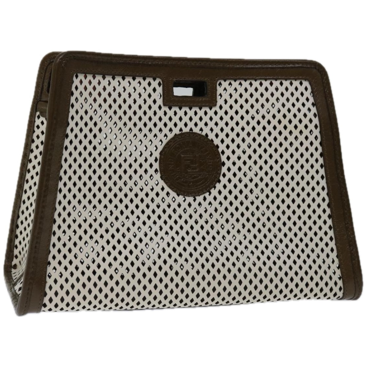 Luxury FendiMini Peek A Boo Clutch Bag Leather Whitehk1148
