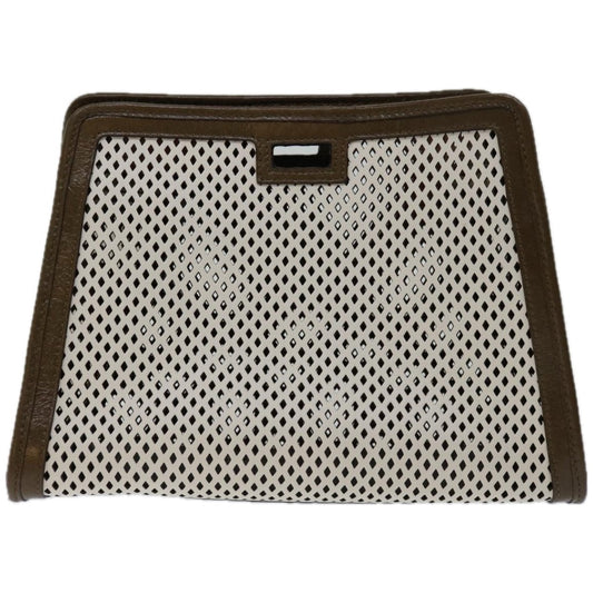 Luxury FendiMini Peek A Boo Clutch Bag Leather Whitehk1148