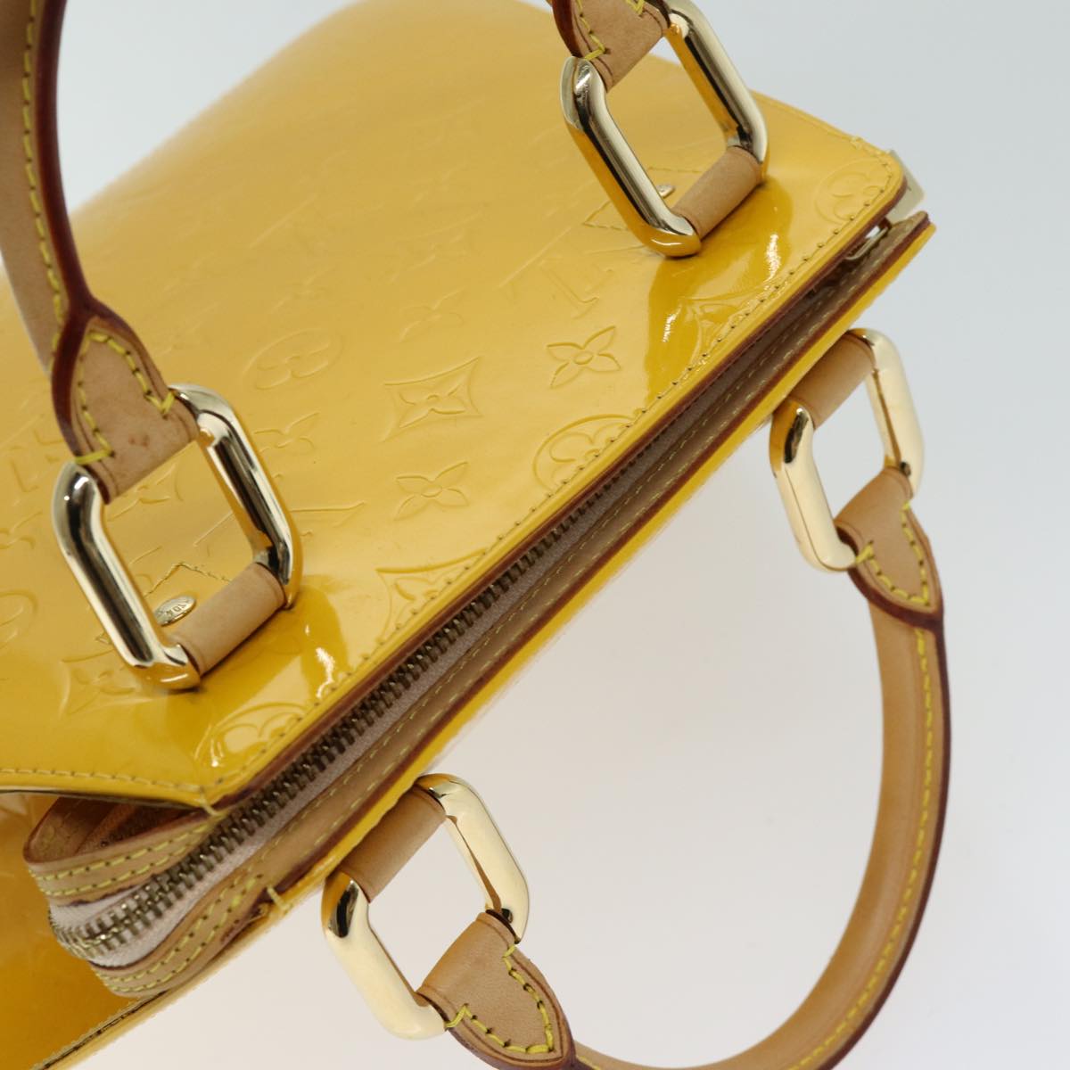 LOUIS VUITTON Monogram Vernis Forsyth Hand Bag Jaune M91112 LV hk1325