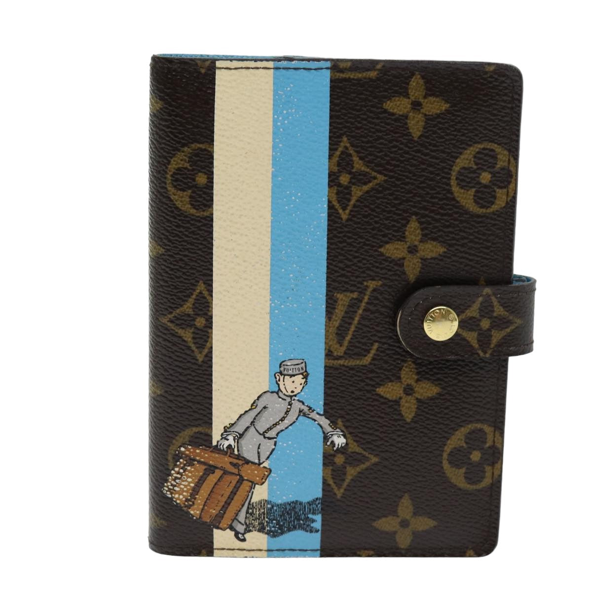 LOUIS VUITTON Monogram Groom Agenda PM Day Planner Cover Blue R20020 hk1342
