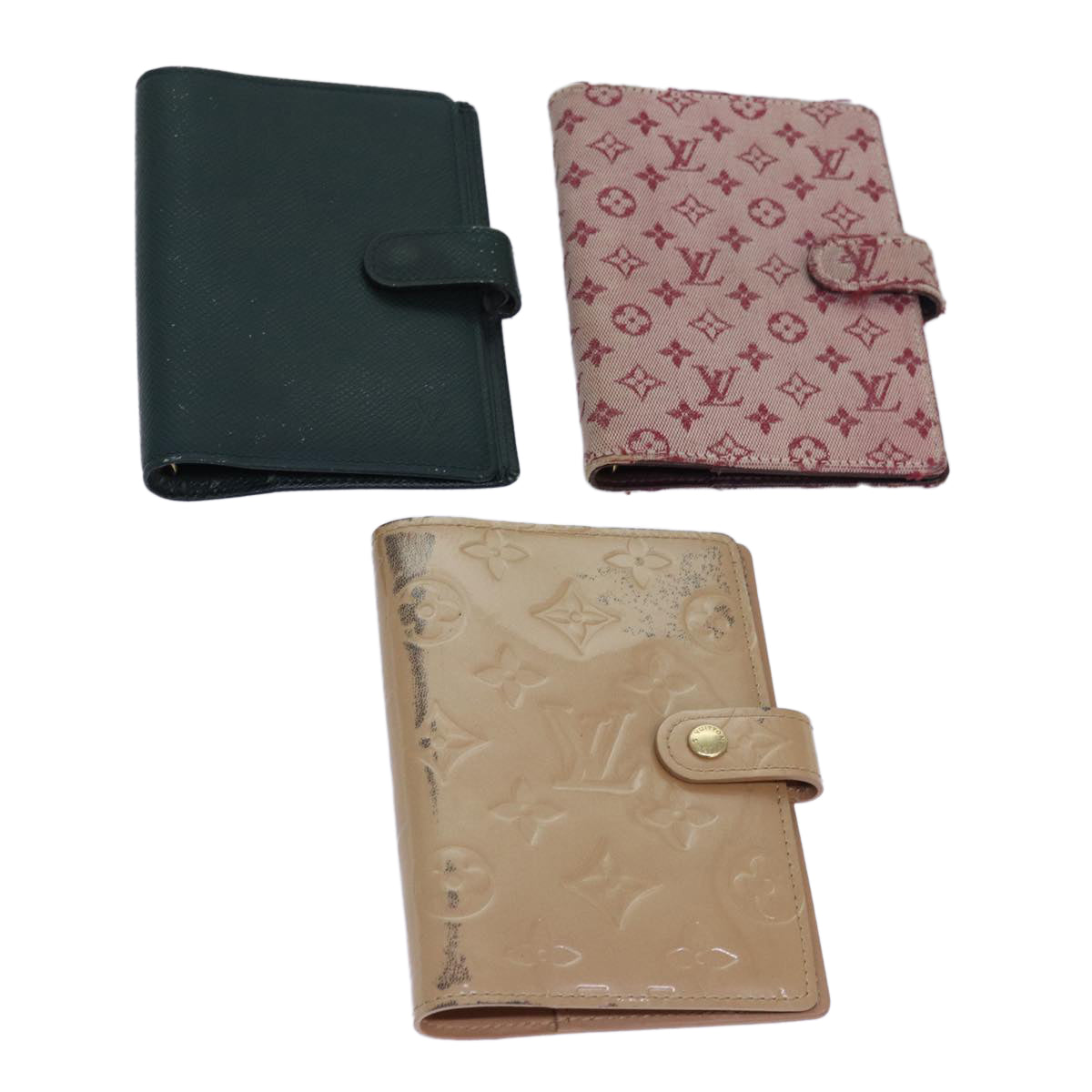 LOUIS VUITTON Vernis Taiga Agenda PM Day Planner Cover 3Set Beige LV hk1436